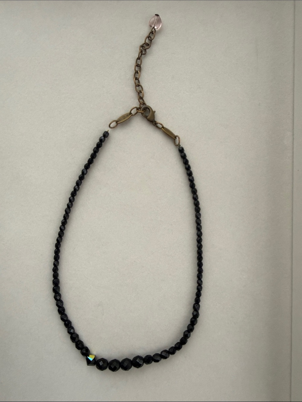 Sabika Black Faceted Bead Necklace with Chain Accent